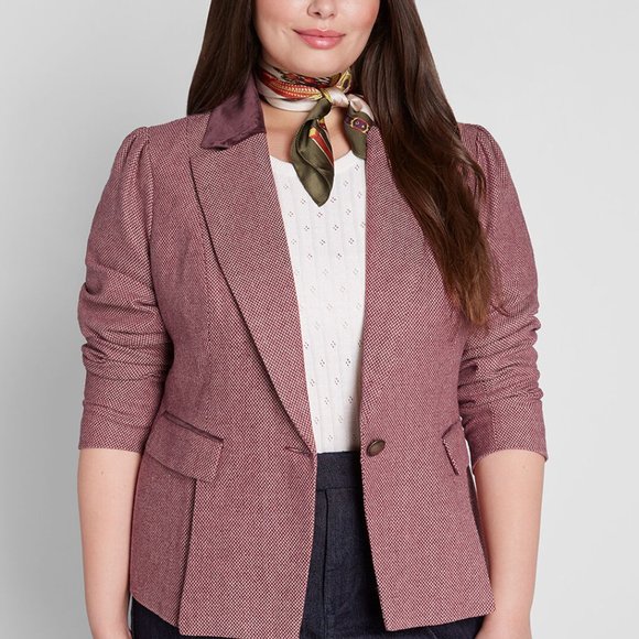 ModCloth Properly Polished Blazer Red Houndstooth - Picture 7 of 12